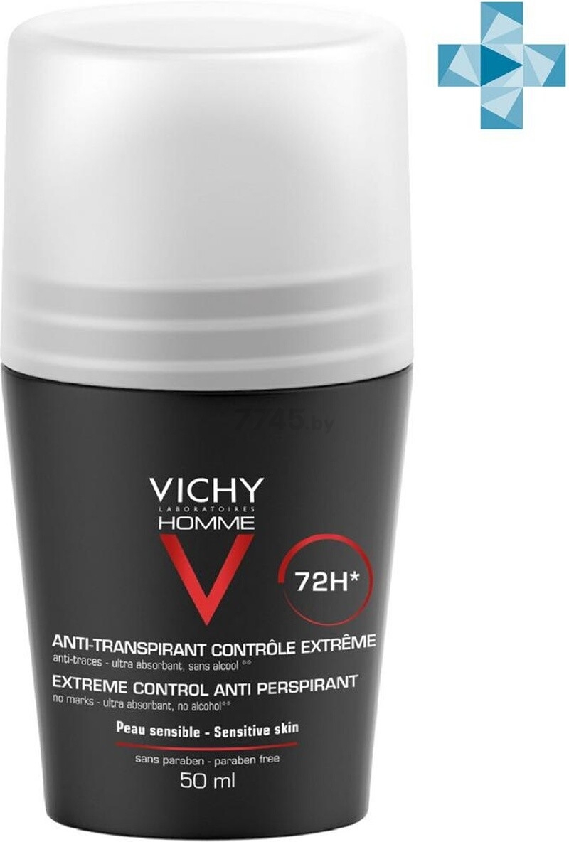 Дезодорант шариковый VICHY Homme Против избыточного потоотделения 72 ч 50 мл (3337871320362)